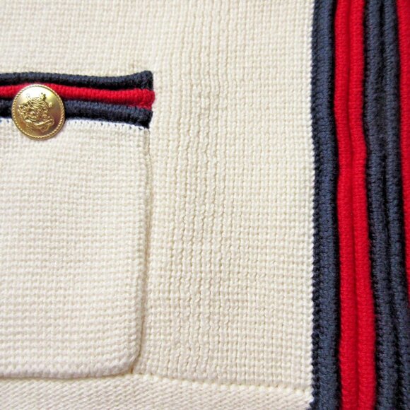NWT J.Crew Emilie Sweater Lady Jacket in Ivory Red Navy Contrast Trim Cardigan L - Picture 4 of 7